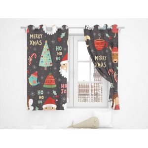 Rideaux Occultants De No&euml;l - Style 4, Taille Moyenne, Imprim&eacute;s En 3d, Occultants, Polyester R&eacute;sistant, Entretien Facile - Neuf