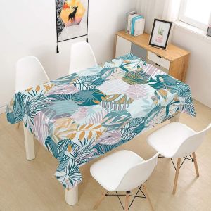 SJZG-Nappe Rectangulaire Imperméable, 3D Plantes Tropicales Imprimé Anti Tache Lavable Nappes Entretien Facile Pour Cuisine Jardin Picnic Party Exterieur De Table (Turquoise,60X60Cm) - Neuf