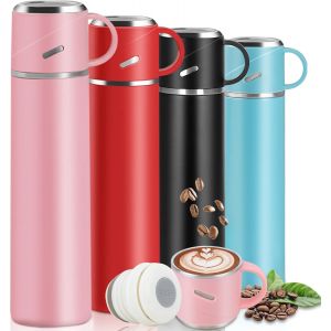 Bouteille Isotherme 550ml, Gourde Isotherme Étanche Avec Bouchon Et Poignée, Bouteille D'eau Inox, Mug Isotherme Double Paroi Sans Bpa Pour Café, Thé, Boisson Chaude Ou Froide Au Travail, Voyage, Rose - Neuf