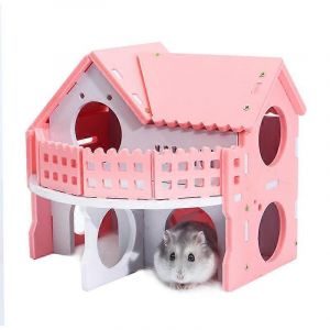 Maison De Hamster Rose De Luxe,Petit Nid De Couchage De Maison Pour Animaux De Compagnie Avec Double Couche Villa Balcon Assemblée Cage Pour Hamsters Cochon D'inde - Neuf