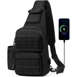nzqaf-Sac Bandoulière Homme, Sac à Poitrine Sacoche Bandouliere Tactique Sacoche Banane Sacs à Dos Porté Travers pour Homme Femme Voyage Randonnée Camping Trekking - Neuf