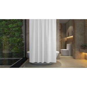 Rideau de douche blanc - imperm&eacute;able, r&eacute;sistant &agrave; la moisissure, 80x180cm, crochet de rail, ultra-fin, l&eacute;ger comme une plume, salle d'eau, douche, baignoire, couleur unie, style minimaliste - Neuf