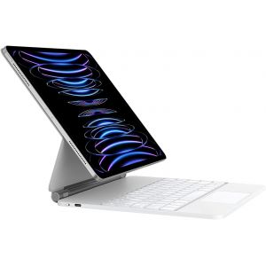 Clavier Ipad Air 13"" 2024(M2),Clavier Ipad Pro 12,9"" (6e, 5e, 4e, 3e G&eacute;n&eacute;ration - 2022, 2021, 2020, 2018) Avec Pav&eacute; Tactile Trackpad Magic Clavier Azerty Pour Ipad Pro 12.9, Blanc - Neuf