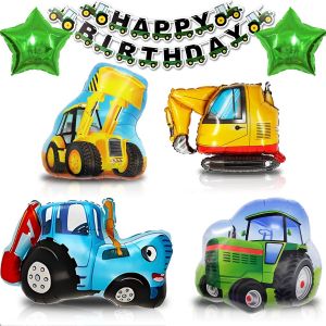 CAUC-Kit Ballon Anniversaire Tracteur Gar&ccedil;on, XXL Ballon Aluminium Vert Bleu Tracteur, Decoration Anniversaire Tracteur Enfants, Deco Anniversaire Garcon Ballons F&ecirc;te Ferme (Ballon Anniversaire Tract - Neuf