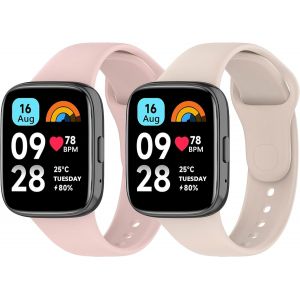 Sport Bracelets Redmi Watch 3 Active/Redmi Watch 3 Active Lite Bracelets, 2 Pi&egrave;ces Bracelet En Silicone Doux Respirant Compatible Avec Xiaomi Redmi Watch 3 Bracelet De Remplacement - Neuf