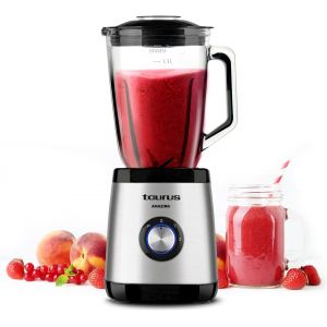 NouvelHorizonstore-Taurus Magnum 1300 - Mixeur blender 1300W, pichet en verre de 1,5L, 4 lames amovibles en acier inoxydable, broyeur &agrave; glace, sans bpa, lavable au lave-vaisselle, 2 vitesses + Turbo - Neuf