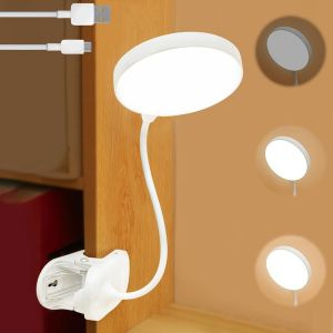 KALANKA-Lampe de lecture, lampe de lit, lampe &agrave; pince LED avec bouton tactile &agrave; intensit&eacute; variable, 3 couleurs, lampe de bureau rechargeable par USB, lampe de chevet pour enfants avec oie de cou - Neuf