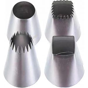 KALANKA-Lot de 4 douilles &agrave; p&acirc;tisserie en acier inoxydable,douilles extra larges en acier inoxydable,douille professionnelles en acier inoxydable,pour d&eacute;coration de g&acirc;teaux, g&acirc;teaux, biscuits, p&acirc;tiss - Neuf