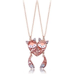 Kal-2 Pièces Amitié Pendentif Collier Ensemble, Collier De Renard, Meilleurs Amis Collier, Collier Bff Pour 2 Filles, Bff Collier Coeur,Pour 2 Filles Cadeau D'anniversaire Pour Les Meilleurs Amis - Neuf