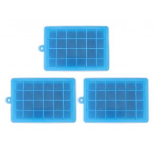 Hjlian Lot De 3 Bacs A Glacons Reutilisables 24 Compartiments Avec Couvercle Amovible, Moule A Glacons En Silicone Facile A Demouler Pour Whisky, Bleu Ciel - Neuf