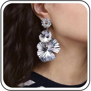 Kal-Boucles D'oreilles Bohème En Métal Doré Avec Pétales De Fleurs Boucles D'oreilles Feuilles De Lotus Boucles D'oreilles Feuilles De Fleurs Texturées Boucles D'oreilles Clous D'oreilles - Neuf