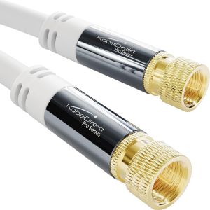 Satellite Cable & TV Antenna, Coaxial &iquest; 7.5m 4K Sat Cable with Metal F Connectors &iquest; Available in 0.5-30m (for Radio/TV, DVB-T, DVB-C, DVB-S/DVB-S2, Internet, White) - Neuf