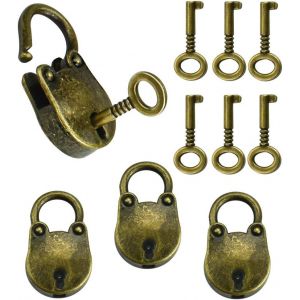 3 Pcs Cadenas Vintage En Alliage De Zinc 35 * 21 Cm Cadenas De Forme D'ours Antirouille Mini Cadenas Vintage Robuste Avec 6 Cl&eacute; Pour Petits Bagages Bo&icirc;te &Agrave; Bagages Valises Casiers Maison - Neuf
