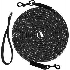 Jgd-Taglory Longe Pour Chien 5m, Long Laisse Corde Avec 2 Mousquetons Pour Chiens De Petites &Agrave; Grandes Taille, Noir - Neuf