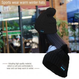 Bonnet Tricote Sans Fil Bluetooth Pour Femme, Ideal Pour Le Sport, La Course A Pied Ou L'hiver (Noir) - Neuf