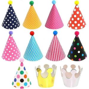 Arrangement D'ambiance De Fête D'anniversaire Des Enfants Chapeau Boule De Fourrure Pointe Chapeau - Neuf