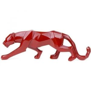 Wh Panthère Sculpture Ornements Sculpture Géométrique Résine Léopard Statue Faune Décoration Maison Rouge - Neuf