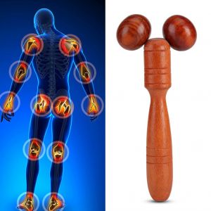 Rouleau De Massage En Bois D'acajou Rouge, Roue De Massage Fine Pour Le Visage, Les Mains, Les Jambes, La Tete, Le Cou, Le Dos Et La Taille - Neuf
