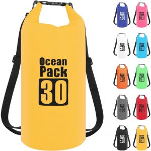 Kalanka-30l Sac Étanche Polyvalent, 2l/5l/10l/15l/20l/30l Jaune Waterproof Dry Bag Avec Longue Bandoulière Réglable Sac À Dos Confort Imperméable Pour Bateau/Kayak/Pêche/Rafting/Natation/Camping/Snow - Neuf