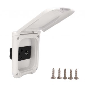 Bo&icirc;te de prise de courant RV Couvercle magn&eacute;tique ABS multifonctionnel IP44 Panneau de prise &eacute;lectrique ext&eacute;rieur &eacute;tanche - Neuf