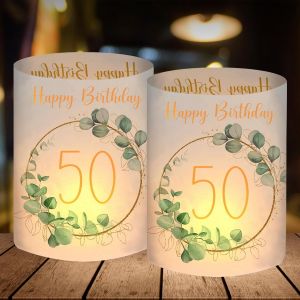 Lot De 12 Photophores D&eacute;coratifs Pour Le 50&egrave;me Anniversaire, D&eacute;coration De Table D'anniversaire Pour Homme Et Femme, 50 Ans, Inscription &laquo; Sch&ouml;n Dass Du Da Bist &raquo;, Convient Pour Bougies Chauffe-Plat - Neuf
