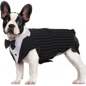 Jgd-Costume De Smoking Pour Chien De Petite Et Moyenne Taille, Chemise Pour Chiot Avec N?ud Papillon Noir Amovible, Chien Costume Formel Pour F&ecirc;te De Mariage Festival - Neuf