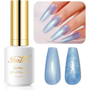 Kal-Vernis Semi Permanent Perle, 15ml Bleu Ciel Coquillage Chatoyant Gel Nail Polish Iridescent Nacré Vernis Gel Uv Semi Permanent Printemps Été Vernis À Ongles Soak Off Led Uv - Neuf