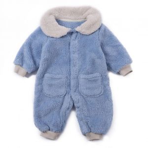 Combinaison Bebe En Velours Corail, Bouton Pression, Douce, Respirante, Poignets Coteles, Ample, Epaisse, Tenue Une Piece Pour Bebe, Bleu Clair 90 - Neuf
