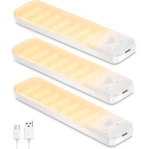 Lampe De Placard 15 Cm Lampe Led Avec Détecteur De Mouvement, Réglette Led Cuisine Luminosité Réglable, Éclairage À Led Étude De Cuisine Couloir Veilleuse - 3 Pièces, Blanc Chaud - Neuf