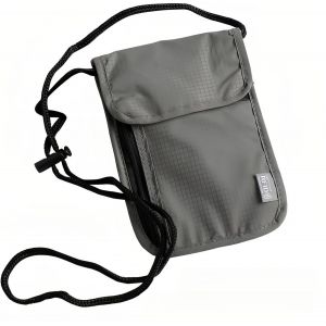 TRAHOO-Pochette Tour de Cou Voyage,Pochette Tour de Cou pour Homme et Femme,Portefeuille s&eacute;curis&eacute; pour Le Cou et Le Passeport, Blocage RFID,Sac de Poitrine pour Voyage,&eacute;tanche, antivol dissimul&eacute;,Gris - Neuf