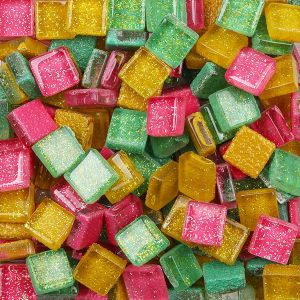 Mevronisshop-Carreaux De Mosa&iuml;que En Verre Color&eacute; Paillet&eacute; Pour Loisirs Cr&eacute;atifs, D&eacute;coration, 200g, 1x1cm - Neuf
