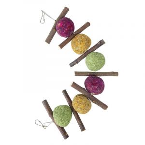 Jouet À Mâcher Naturel En Forme De Balle Et De Bâton, Oreilles D'orge Avec Herbe Et Roses, Pour Lapin, Hamster, Perroquet, Chinchilla, Cochon D'inde Et Gerbille - Neuf