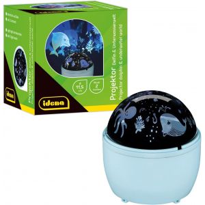 50144 - Projecteur Led Dauphin Et Monde Sous-Marin, S'allume En Blanc Et Bleu, Projecteur Led De Ciel &Eacute;toil&eacute; Avec 2 Modes, Pour L'int&eacute;rieur, Fonctionne Sur Piles, Env. 11,5 X 13 Cm - Neuf