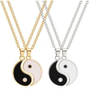 Asas-Mnixy Mok 4 Pièces Colliers Amitié Yin Yang,Yin Yang Tai Chi Collier,Pendentif Yin Yang,Pour Femme,Homme,Couple,L'amitié,L'amour,Bijoux - Neuf