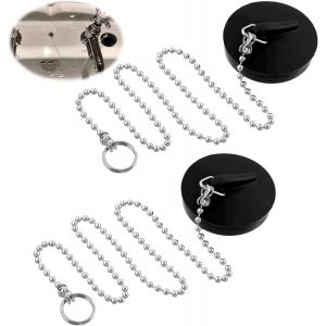 Eryi-Lot De 2 Bouchons De Vidange En Caoutchouc Avec Chaîne Perlée En Acier Inoxydable De 38,1 Cm Pour Baignoire, Cuisine, Salle De Bain Et Évier De Buanderie - Neuf