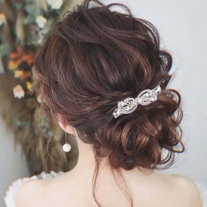 Tianyi-Pince Cheveux Mari&eacute;e Strass Pierres Pr&eacute;cieuses Argent Barrettes Cheveux Pinces Noeud Cristal Accessoires Cheveux Strass Bijoux De Cheveux De Mariage Coiffes De Mari&eacute;e Pour Femmes Et Filles - Neuf