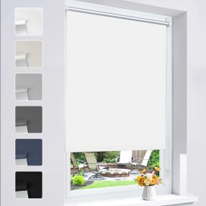 Store Enrouleur Occultant Sans Per&ccedil;age Installation Facile 100% Opaque Protection Thermique Solaire Pour Fen&ecirc;tre Porte, 120l X 120l Cm, Blanc - Neuf