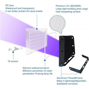 2pcs 50w Lumière Noire,Lumière Noire Projecteur Uv Led,Imperméable Ip65 Uva Blacklight,Noire Lampe Extérieur Pour Scène,Fête,Étape,Halloween,Jardin - Neuf