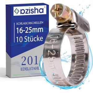 Collier De Serrage Inox 16-25mm-10 Pi&egrave;ces Collier Serrage Metal-R&eacute;glable Colliers De Serrage En Acier-Collier Serrage Durite-Colliers De Serrage &Agrave; Vis Pour Piscine,Jardin,Home Gaz - Neuf
