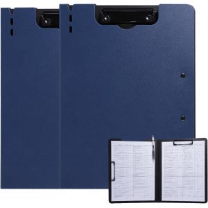 A4 Clipboard With Cover,Plastic Clipboard With Shelf,Lightweight Clipboard,Portable Clipboard,Ideal For School,Industry,Office-Black - Neuf
