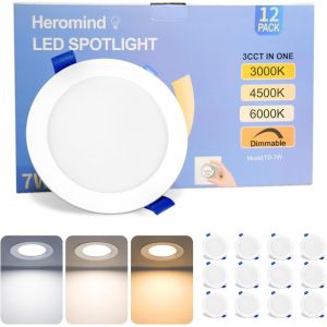 SUBZONAL-Lot de 12 spots LED encastrables 230 V &agrave; intensit&eacute; variable 7 W IP44 Blanc chaud 3000 K Blanc neutre 4500 K Blanc froid 6000 K 79-92 mm Spot de plafond pour salle de bain, cuisine et salon - Neuf
