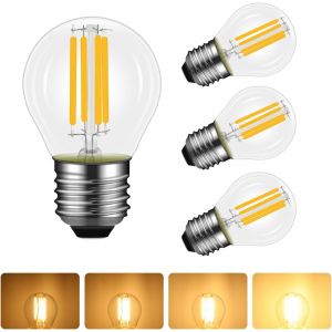 Kalanka-Lot De 4 Ampoule Led E27 4w Filament Dimmable, Equivalent &Agrave; Ampoule Incandescente 40w, Blanc Chaud 2700k, 400 Lumen, Angle De 360&ordm;, G45/P45 Forme, Lampe Filament Vintage Transparent - Neuf