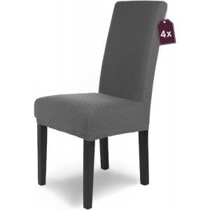 Housse de chaise élastique en flanelle 4 pièces / anthracite / housse de chaise pivotante / housse extensible - Neuf