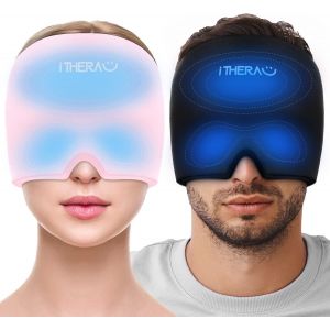 Itherau Lot De 2 Masque Anti Migraine Bleu Casque Anti Migraine - Bonnet De Refroidissement - Bonnet Anti Migraine - Migraine Traitement - Neuf