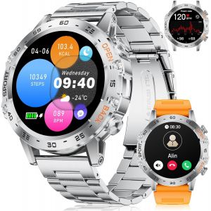 Lige Montre Connectée Homme Avec Appel Bluetooth,1.45'' Amoled Écran/530mah Batterie,Fitness Montre Avec 120+ Modes Sportifs,24/7 Moniteur De Fréquence Cardiaque,Sommeil,Ip68 Étanche Pour Android Ios - Neuf