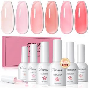 Vernis Semi Permanent Transparent Nude Rose 6 Couleurs 10ml, Vernis Gel Uv Semi Permanent Lot Vernis À Ongles Uv/Led Gel Nail Polish Soak Off Manucure Set - Neuf