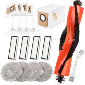 18PCS Kit D'accessoires pour Xiaomi X20+/X10+/L10s Ultra/L10 Ultra Aspirateur Robot avec 1 Brosses Principales,4 Brosses Latérales,4 Chiffon de Vadrouille,4 Filtres,4 Sacs à Poussière - Neuf