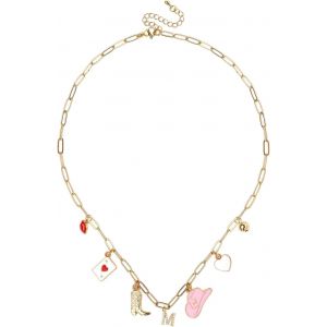 Kal-Collier À Breloques Initiales Or Pour Femmes, Cowgirl Occidentale Collier Pendentif Lettre Bottes De Cowboy Chapeau Collier Chaîne Trombone Tendance Cadeau De Bijoux - Neuf