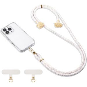Kalcx-Cordon Pour T&eacute;l&eacute;phone En Coton Avec Patchs Cordon T&eacute;l&eacute;phone Portable Universelle R&eacute;glable Confortable Et R&eacute;sistante Pour La Plupart Des Smartphones - Neuf