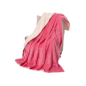 Plaid R&eacute;versible En Fausse Fourrure Sherpa 150x200cm Rouge - Neuf